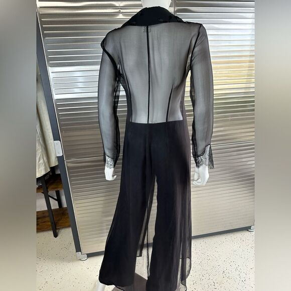 Lolita Lempicka Premier Silk Black Long Button Up Velvet Cover Jacket Small - Picture 12 of 15